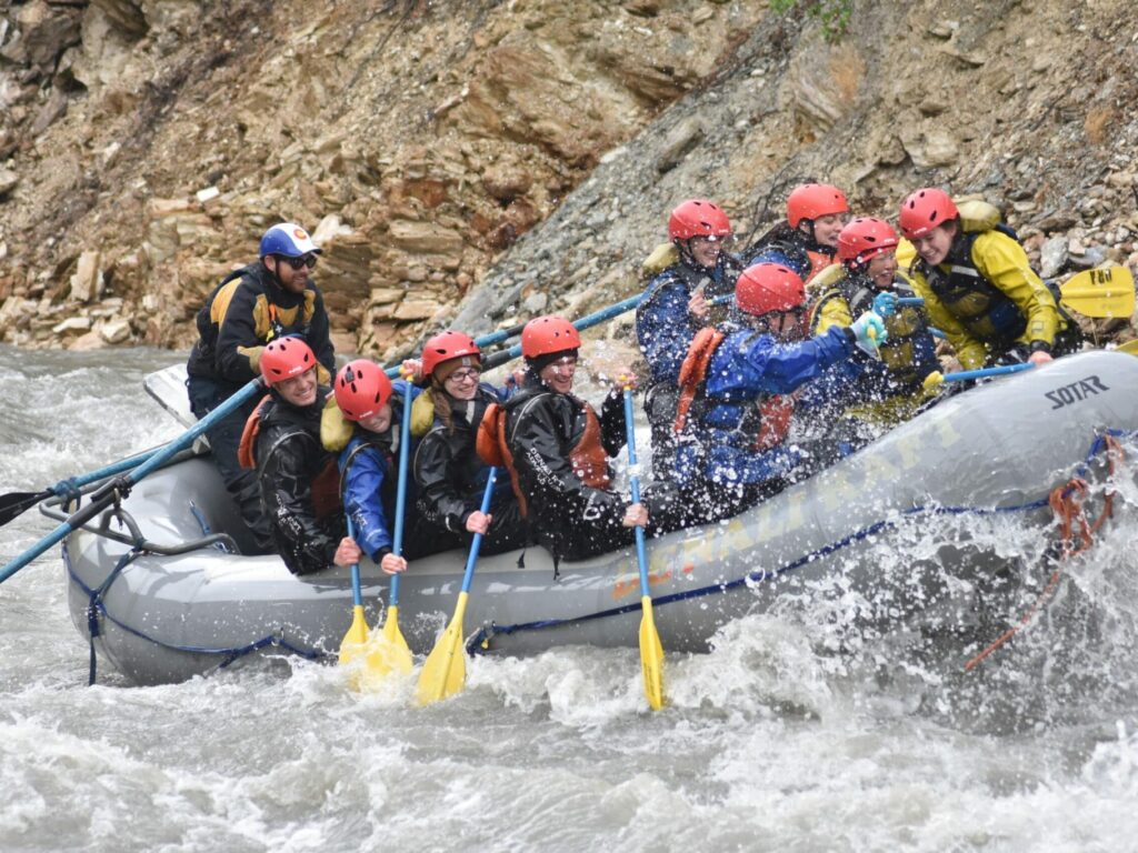 Rafters paddle with Denali Raft Adventures